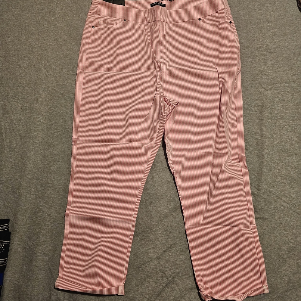 Mario Serrani Pink and White Striped Pants - Picture 2 of 5